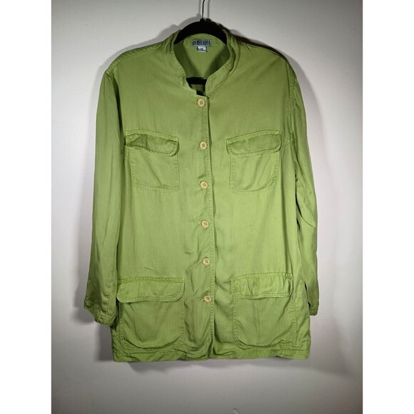 Democracy Vintage Y2K Womens Military Unlined Lime Green Jacket Cargo Size 1X - Picture 1 of 8